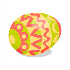 Easter Egg with pattern. Design elements for holiday cards. Happy Easter. Cartoon flat style Vector illustration. 