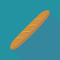 Baguette of bread (flat design)