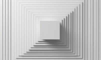 3d render, abstract white geometric background, minimal frame flat lay, deck of square blank cards, Generative AI