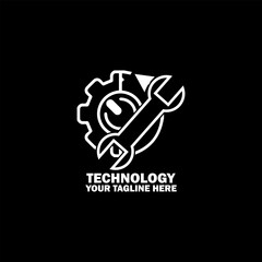 Abstract Initial Logo. White color isolated on Black Background. Technology  Branding Logos. Flat Vector Logo Design Template Element icon.