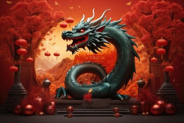 Obraz premium Chinese New Year Background Chinese Dragon