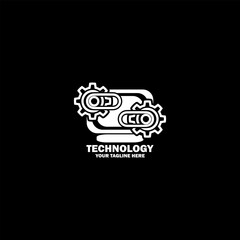 Abstract Initial Logo. White color isolated on Black Background. Technology  Branding Logos. Flat Vector Logo Design Template Element icon.