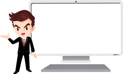 business man present with technology