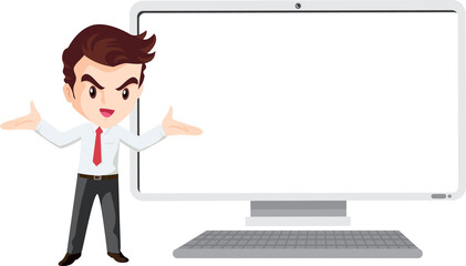 business man present with technology