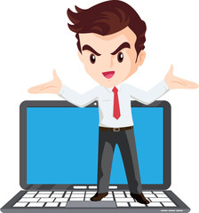 business man present with technology