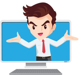 business man present with technology