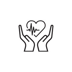 Heart beat concept. Hand holding a heart editable stroke outline icon isolated on white background flat vector illustration. Pixel perfect.