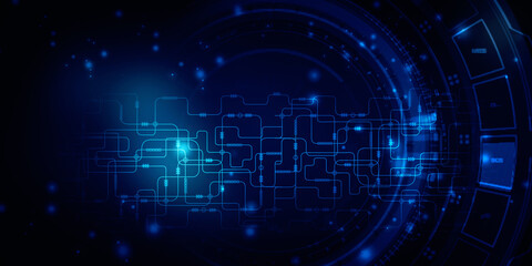 2d illustration Abstract futuristic electronic circuit technology background