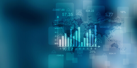 2d rendering Stock market online business concept. business Graph 