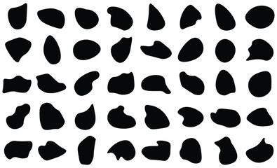 Blob shape organic. Collection from abstract forms for design and paint. Liquid silhouette drop in modern style. Basic stains isolated elements on white background . Vector illustration. Eps file 203.