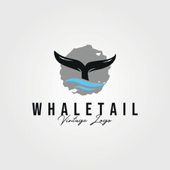 whale tail logo vintage vector illustration design
