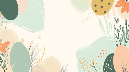 Hand drawn vector abstract floral background in scandinavian style. Pastel colors.