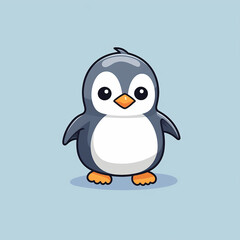 flat logo cute penguin cartoon vector icon illustration animal nature icon