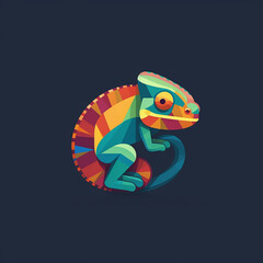 flat logo of Vector chameleon illustration vector