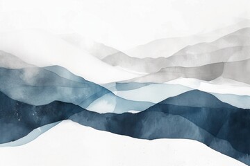 The dynamic interplay of blue and white watercolor splashes in this artwork provides a stylish backdrop for creative projects or gallery displays.. - obrazy, fototapety, plakaty