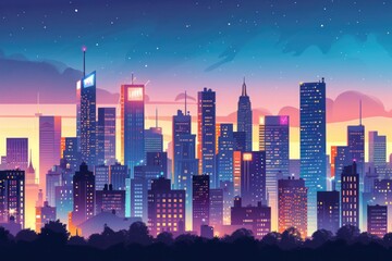 Fototapeta premium A visionary cityscape with flying vehicles and hovering buildings, bathed in orange dusk light, suitable for futuristic technology promotions or speculative design presentations..