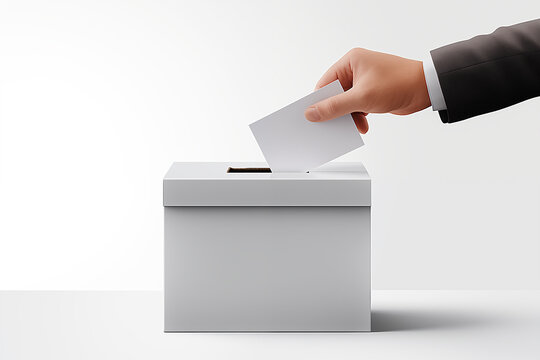 close up of person placing paper into voting box