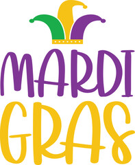 Mardi Gras typography design on plain white transparent isolated background for card, shirt, hoodie, sweatshirt, apparel, tag, mug, icon, poster or badge