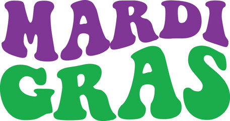 Mardi Gras typography design on plain white transparent isolated background for card, shirt, hoodie, sweatshirt, apparel, tag, mug, icon, poster or badge