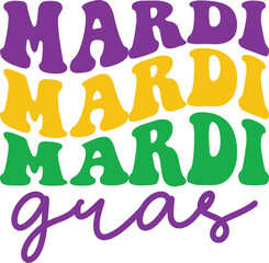 Mardi Gras typography design on plain white transparent isolated background for card, shirt, hoodie, sweatshirt, apparel, tag, mug, icon, poster or badge