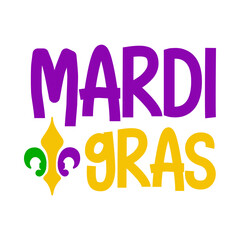 Mardi Gras typography design on plain white transparent isolated background for card, shirt, hoodie, sweatshirt, apparel, tag, mug, icon, poster or badge