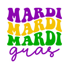 Mardi Gras typography design on plain white transparent isolated background for card, shirt, hoodie, sweatshirt, apparel, tag, mug, icon, poster or badge