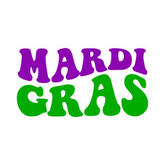 Mardi Gras typography design on plain white transparent isolated background for card, shirt, hoodie, sweatshirt, apparel, tag, mug, icon, poster or badge