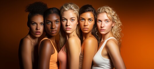 A composite portrait featuring mug shots of serious young women from diverse ethnicities, races, and geographical backgrounds worldwide
