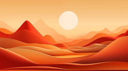 Deurstickers Abstract Desert Landscape with Sun and Dunes © LAJT