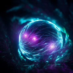 Obraz premium Luminous Energy Orb with Abstract Fibers