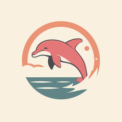 Naklejka premium Flat modern logo dolphin vector icon illustration 