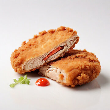 Fried chicken isolated on a white background.
