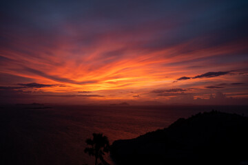 beautiful sunset with a view over the ocean