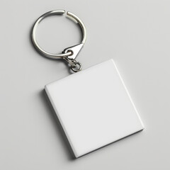 Square blank keychain isolated on white background, Key chain for your design, keychain mock up