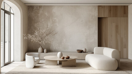 Cozy living room home interior design. Modern light house or apartment room with comfortable sofa, luxury stylish trendy couch and livingroom decor background. Living room furniture store concept .