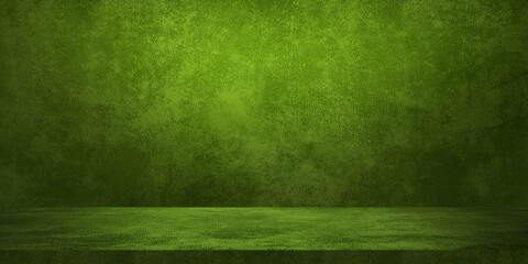 green color studio background with light from above. leather texture backdrop for design. space for...