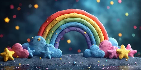 Tuinposter bright colorful cute cartoon 3d background © Oleksandr