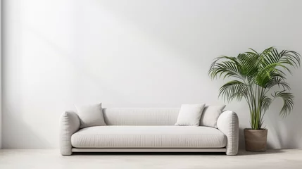 Foto op Canvas Comfortable modern sofa, soft luxury couch in cozy living room minimal elegant aesthetic home interior design contemporary style background space. House furniture store shopping advertising promo . © Synthetica