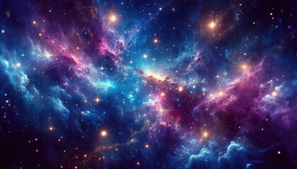 Mystical Cosmic Nebula and Starfield Background - 731939978