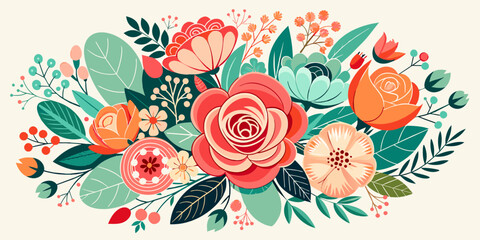 beautiful romantic flower collection with roses