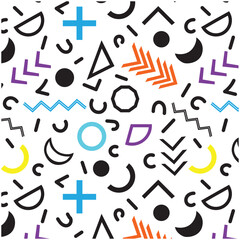 Geometric Scribble Art in Vibrant Colors on White Background