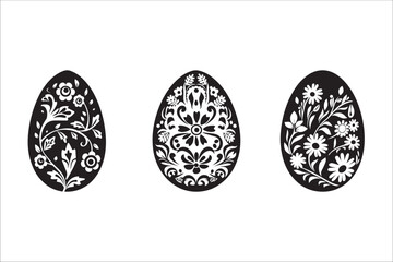 Happy Easter day Element Silhouette, Happy Easter Day Rabbits and Egg  silhouette set.