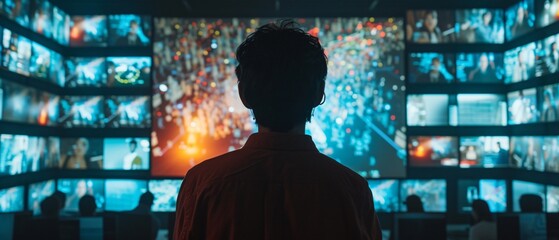 In the high-tech office, a dedicated team of professionals is deeply engrossed in analyzing real-time data, their attention riveted to computer screens.