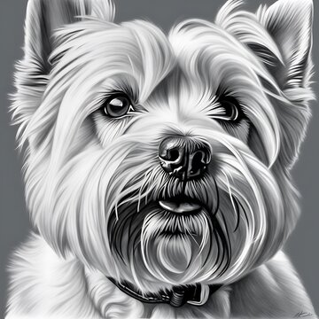 west highland terrier, portrait of a Yorkshire terrier,  Yorkshire terrier images, ai images, pet photography, dog closeup
