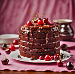 chocolate cake with cherry