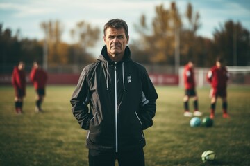 Portrait of a male coach of the school soccer team