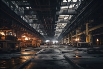 Fototapeta na wymiar Interior of a empty plastic factory