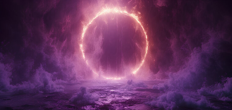 violet flaming circle with a collection of smoke around it