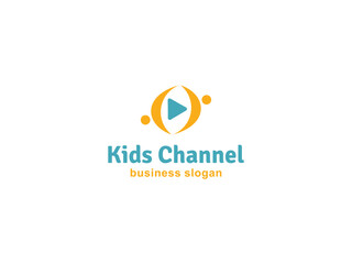 Kids Channel Vector Logo Design Template. Flat Style Design. Kids Channel Logo, Creative Kids Vector Logotype