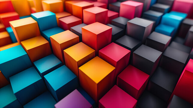 3D geometric colorful digital modern cubes design background for banner, cover and landing page.